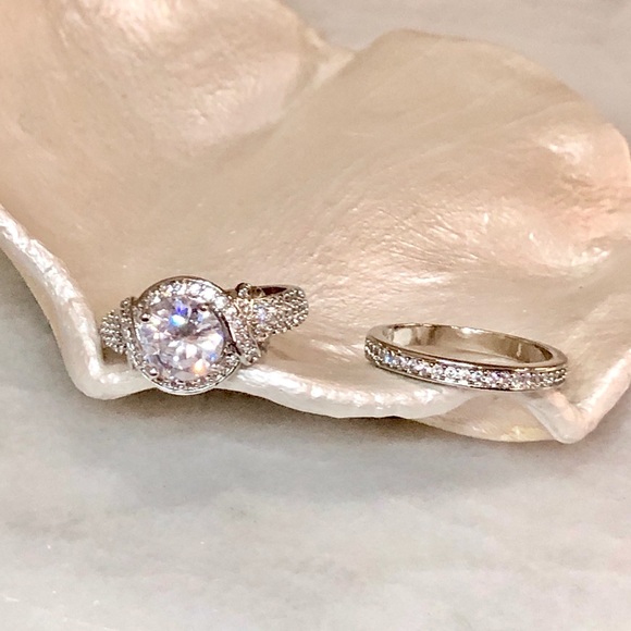 .925 Sterling Silver Engagement Wedding Rings 6.5 - Picture 6 of 10